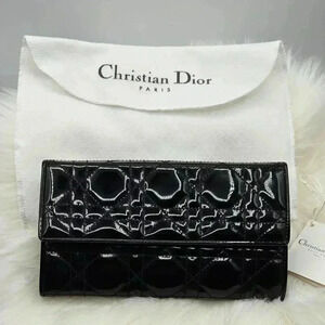 Dior Black Quilted Patent Leather Porte  Monnaie